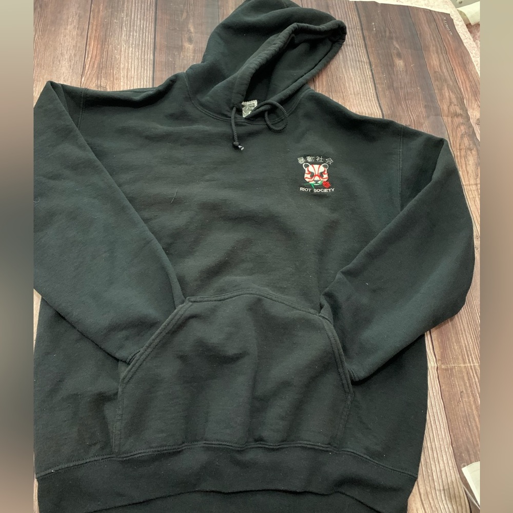 Riot Society Hoodie Panda Rose Mens Hoodie Black